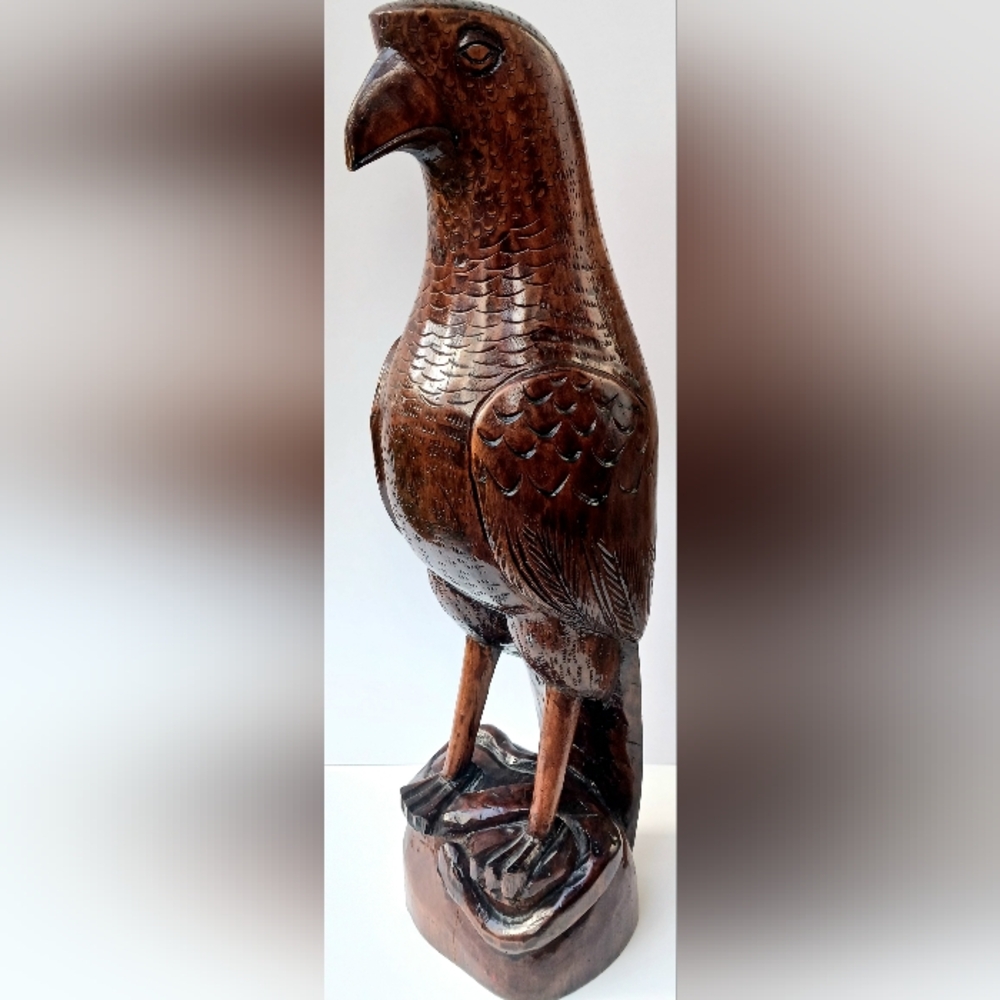 20" Large Heavy Wood Handmade American Eagle Statue Figure Sculpture Hand Carved